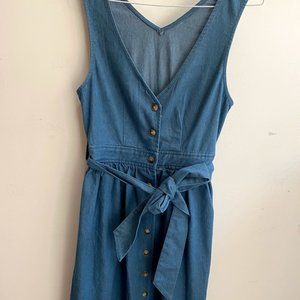 Blue denim one piece dress